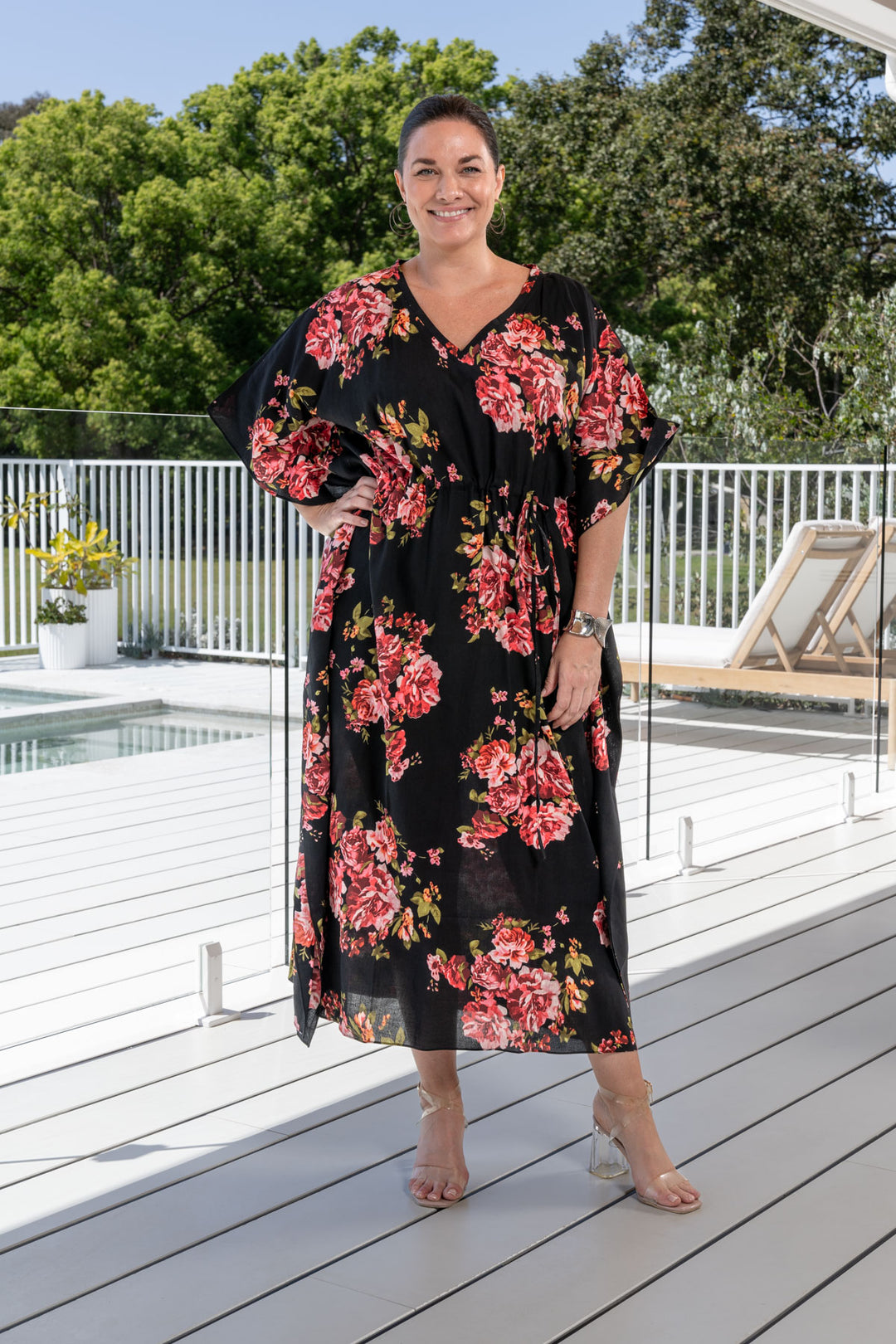 Quinn Kaftan Dress - Pink Floral