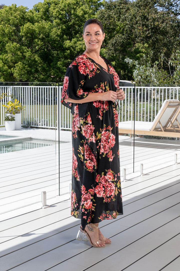 Quinn Kaftan Dress - Pink Floral