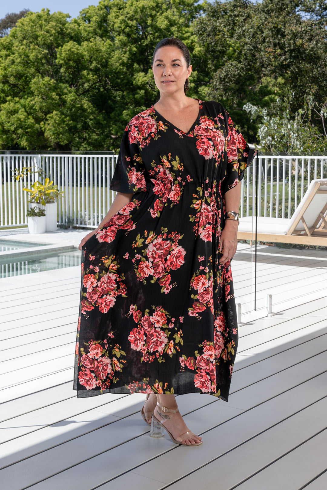 Quinn Kaftan Dress - Pink Floral