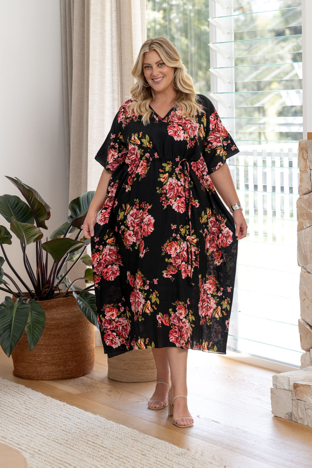 Quinn Kaftan Dress - Pink Floral