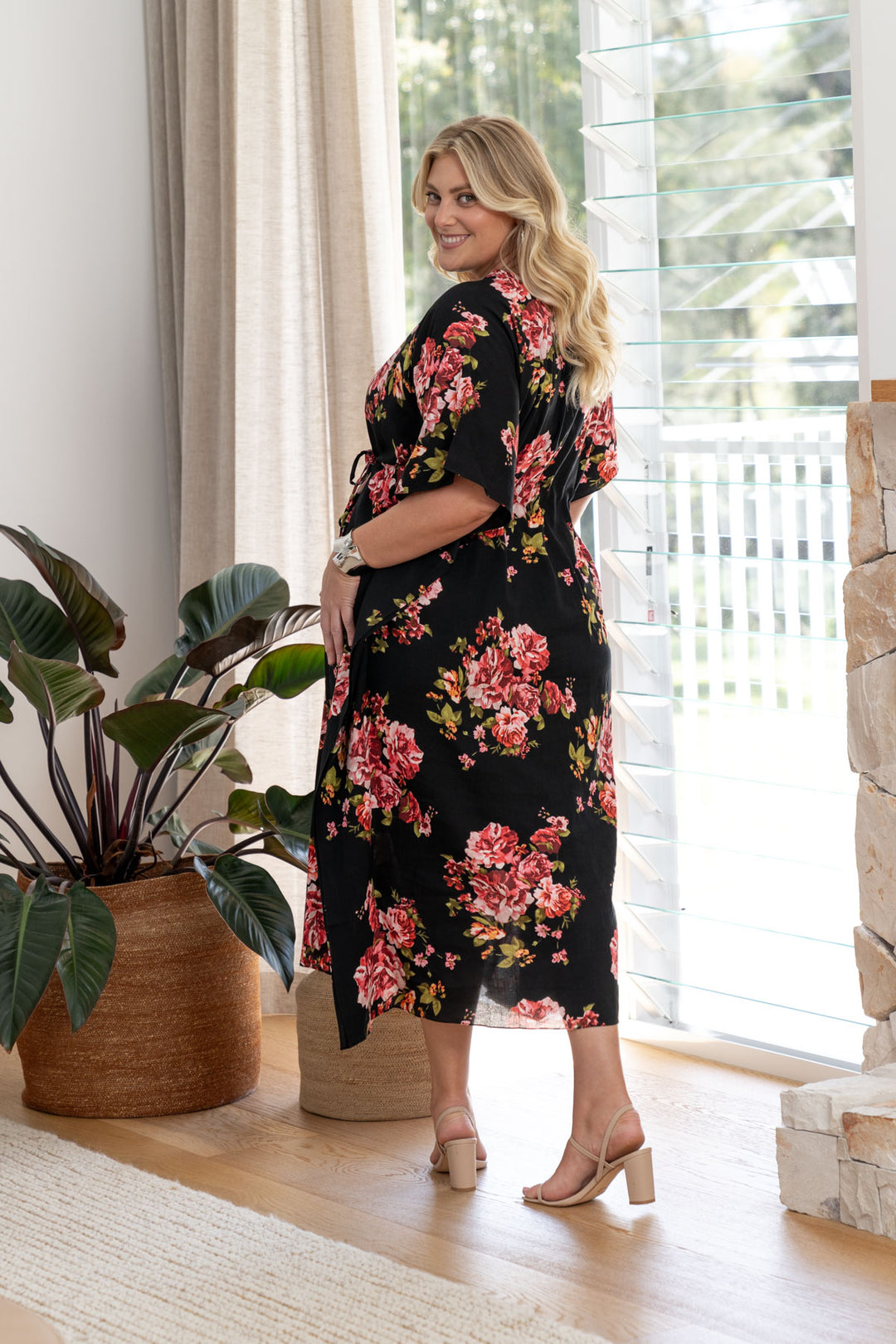 Quinn Kaftan Dress - Pink Floral