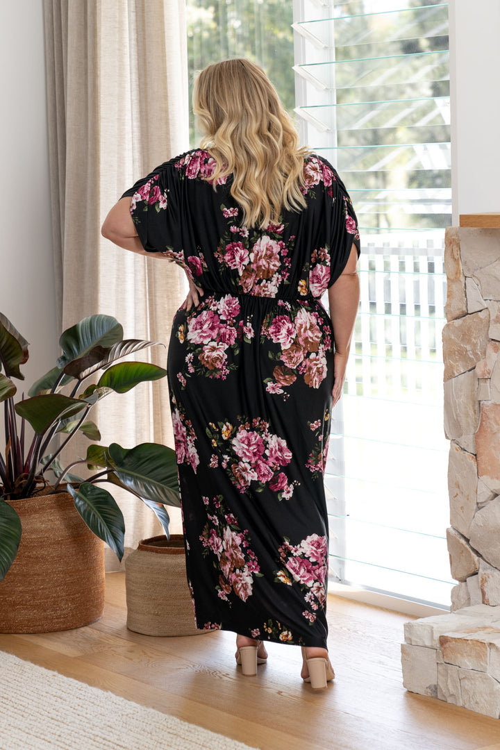 Elsa Maxi Dress - Black Floral