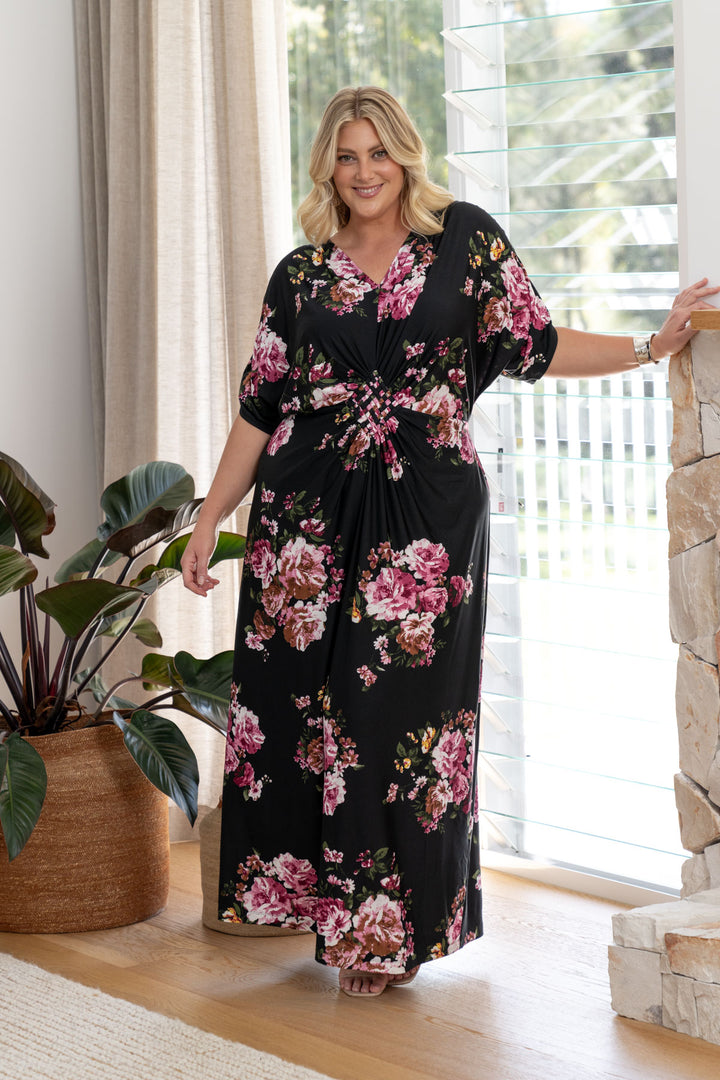 Elsa Maxi Dress - Black Floral