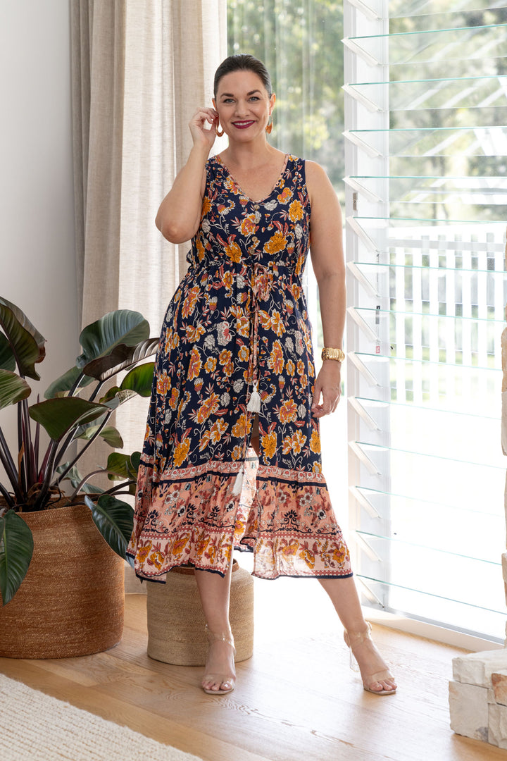 Anouk Midi Dress - Navy Floral