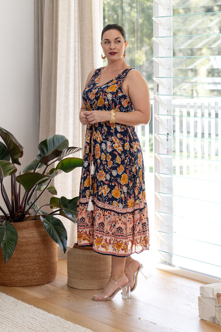 Anouk Midi Dress - Navy Floral