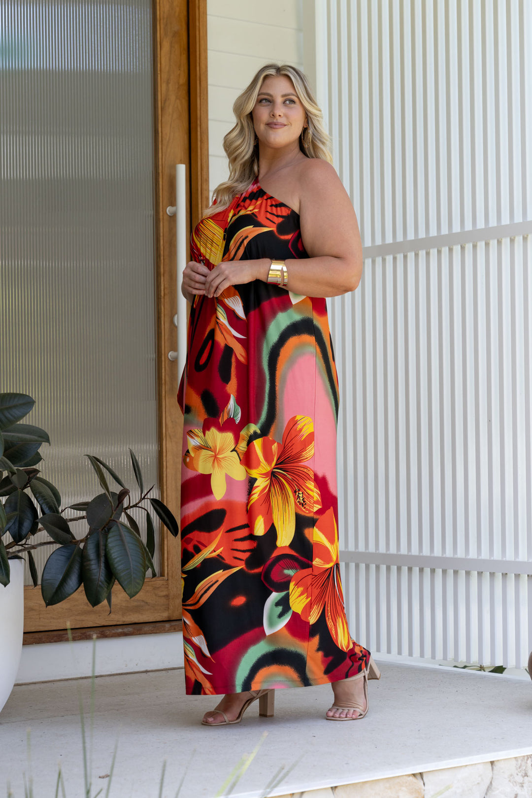 Freya Maxi Dress - Orange Hibiscus