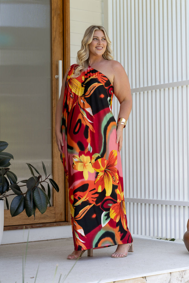 Freya Maxi Dress - Orange Hibiscus