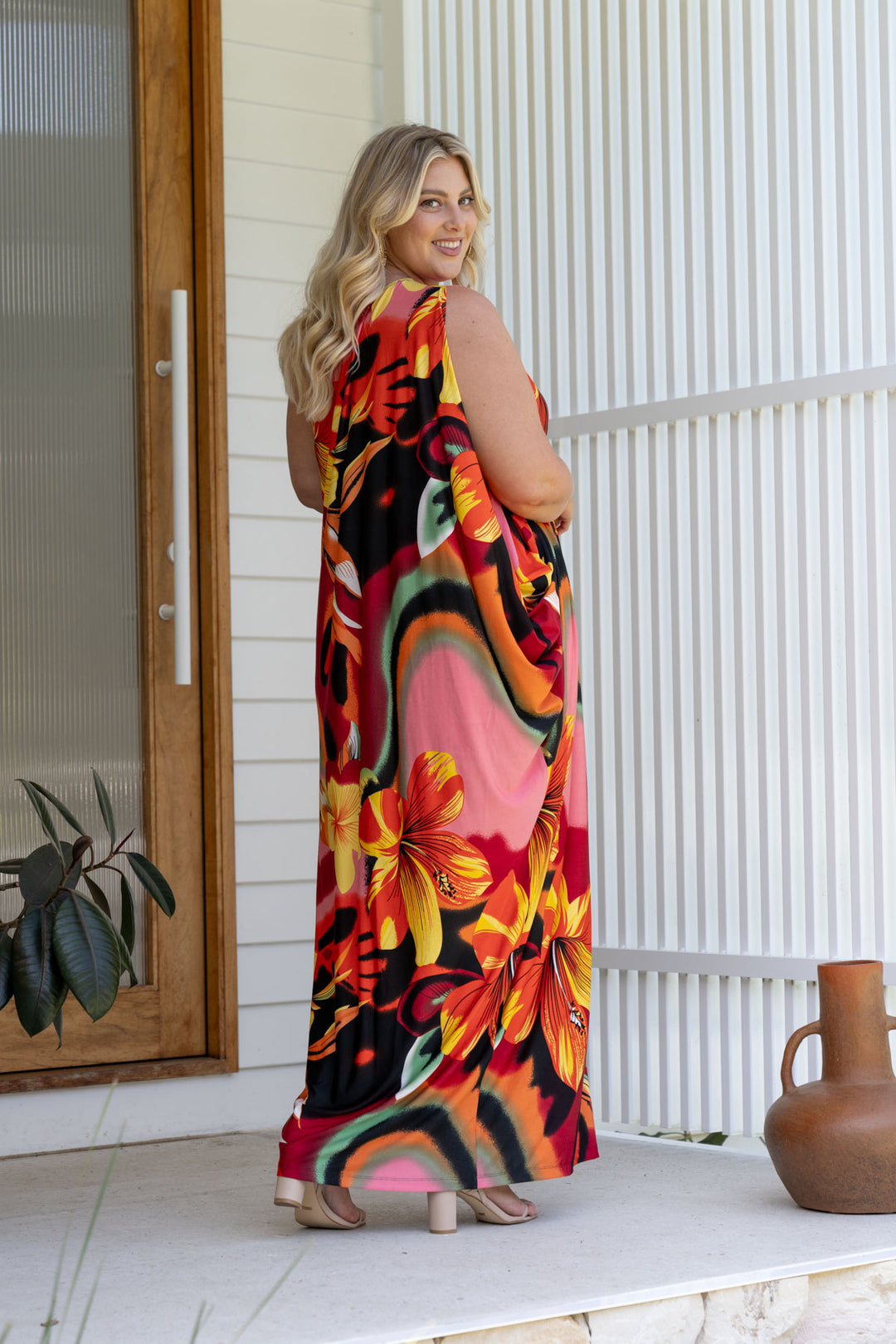 Freya Maxi Dress - Orange Hibiscus