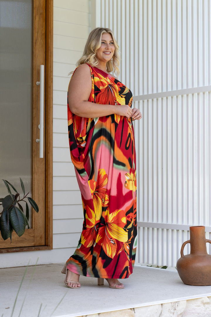 Freya Maxi Dress - Orange Hibiscus