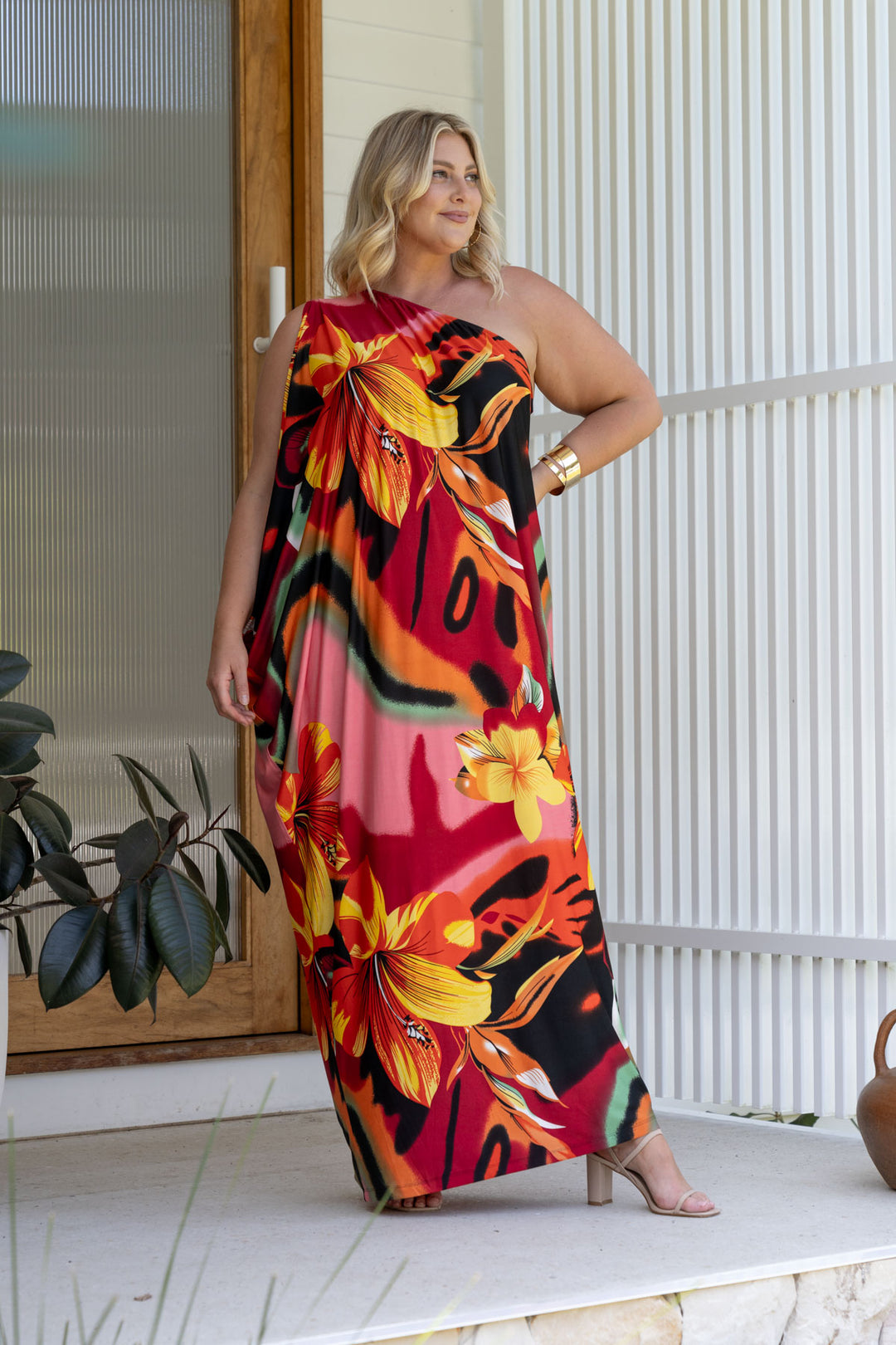 Freya Maxi Dress - Orange Hibiscus