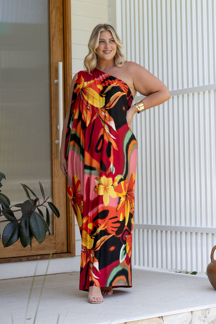 Freya Maxi Dress - Orange Hibiscus