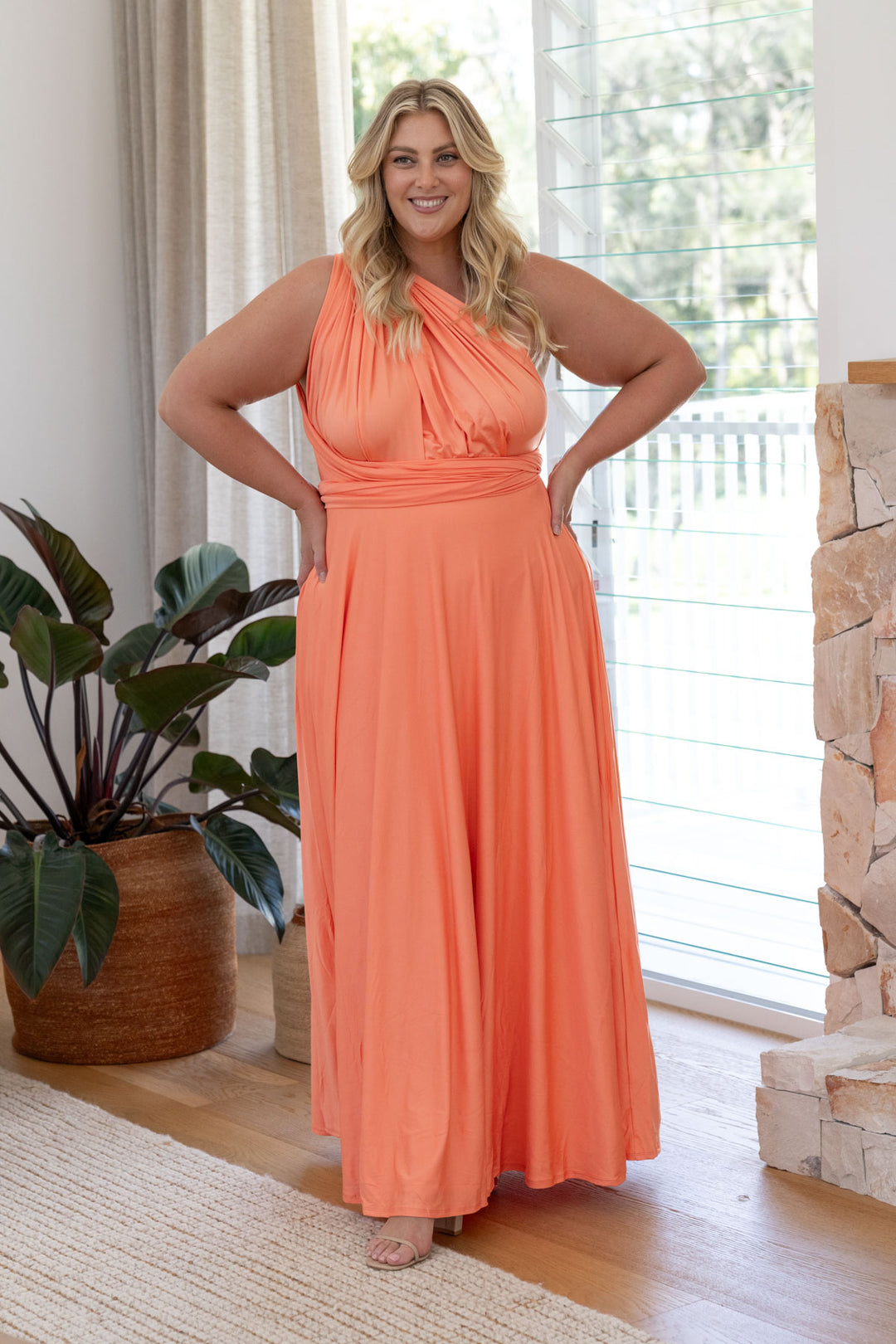 Bridesmaids Etc. Multi Way Wrap Maxi - Peach