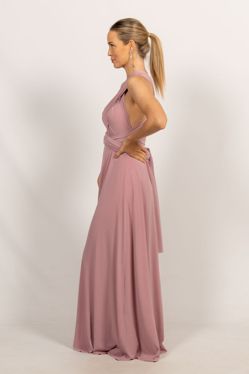 Multi Way Wrap Maxi Dress - Dusty Pink