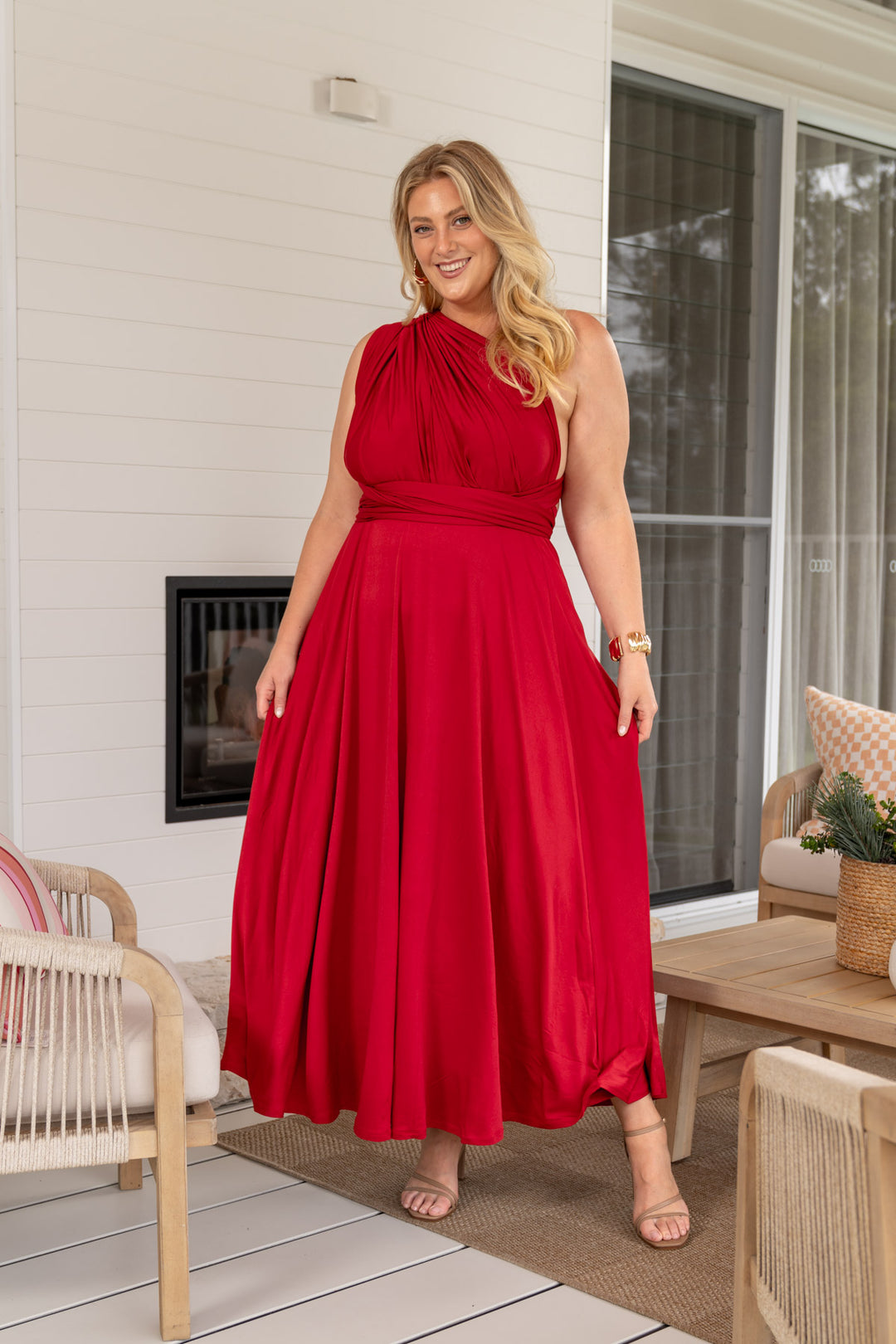 Bridesmaids Etc. Multi Way Wrap Maxi - Sangria