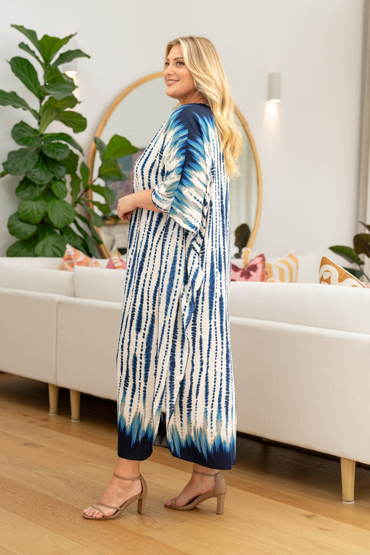 Jaya Kaftan Dress - Blue Tie Die