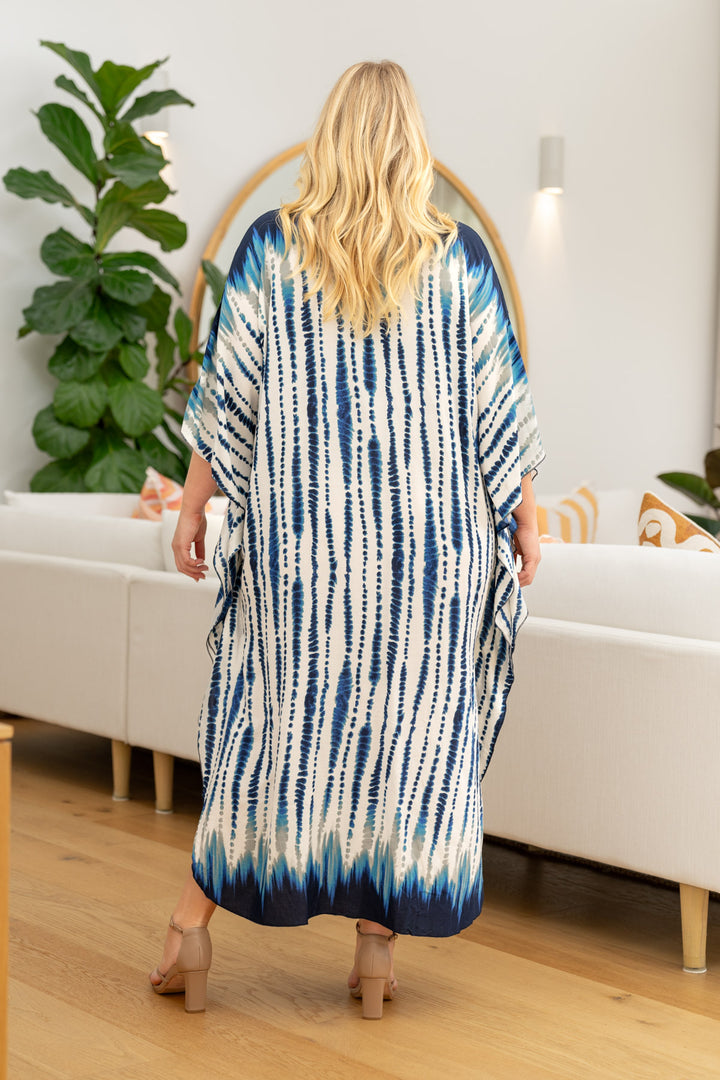 Jaya Kaftan Dress - Blue Tie Die