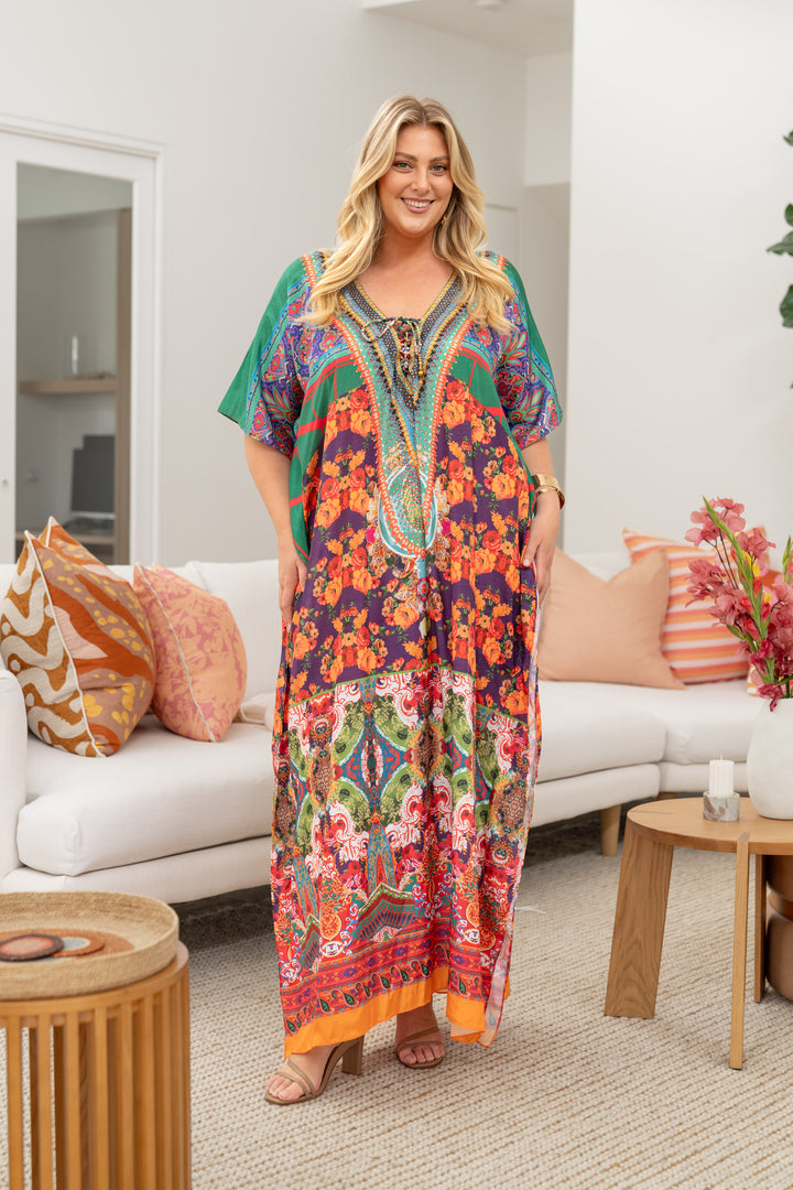 Cara Embellished Kaftan - Tie Front