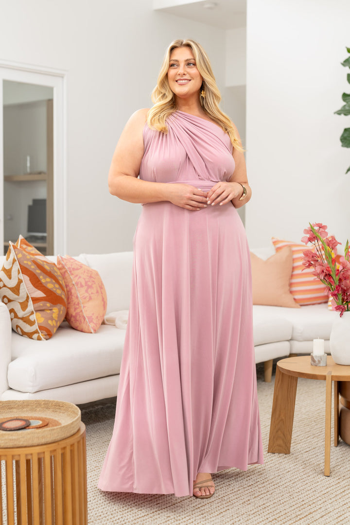 Multi Way Wrap Maxi Dress - Dusty Pink