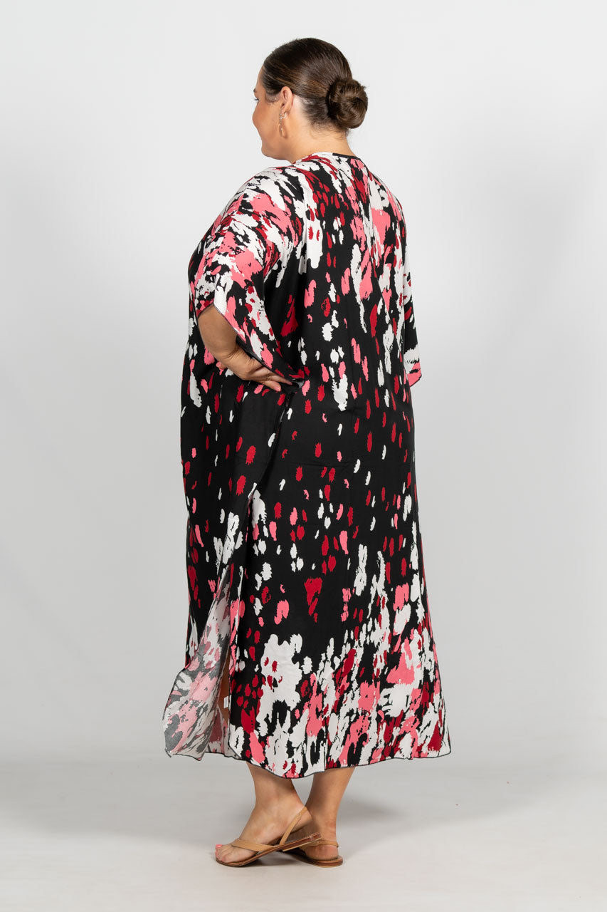 Jaya Kaftan Dress - Cherry Splash