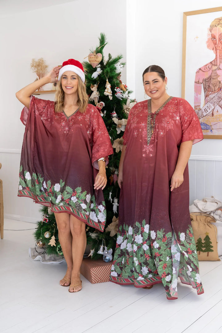 Holly Embellished Christmas Kaftan - Short
