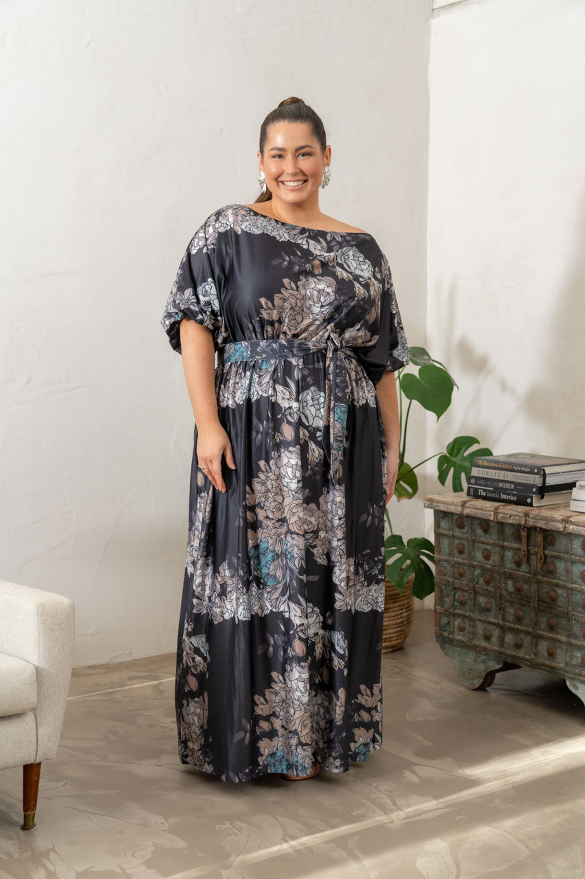 Cora Maxi Dress - Black Floral