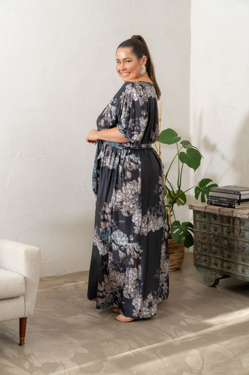 Cora Maxi Dress - Black Floral