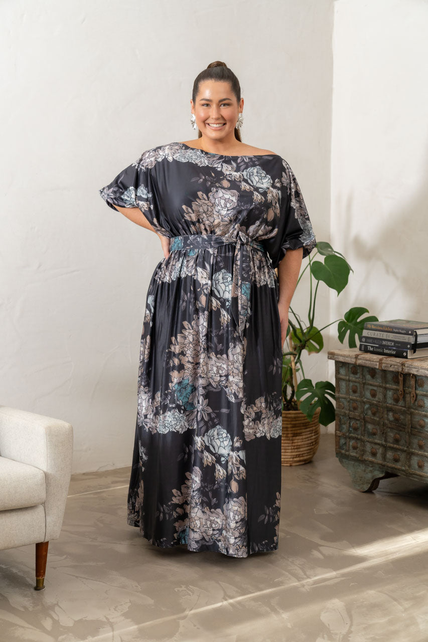 Cora Maxi Dress - Black Floral