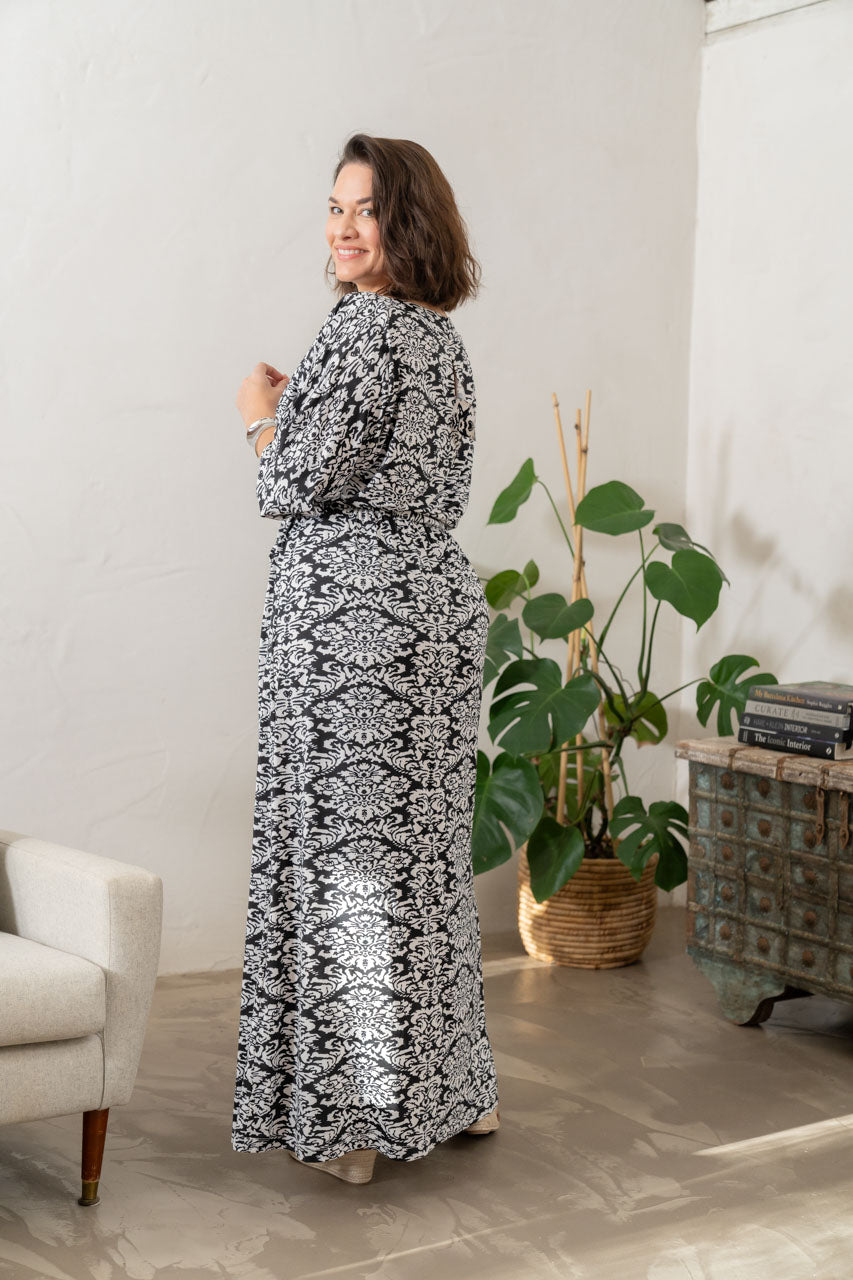 Alexa Maxi Dress - Black Graphic