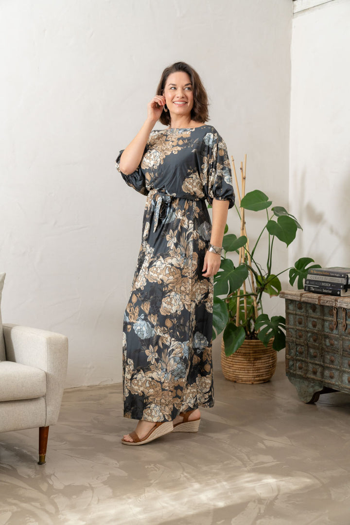 Cora Maxi Dress - Black Floral