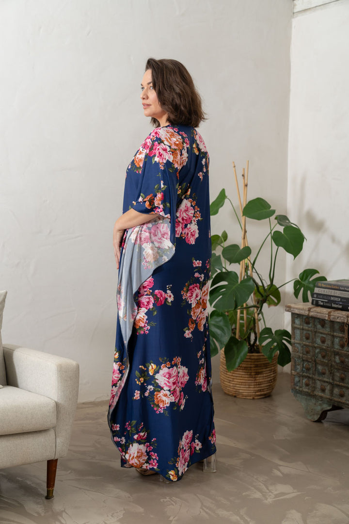 Keira Kaftan Dress - Navy Floral