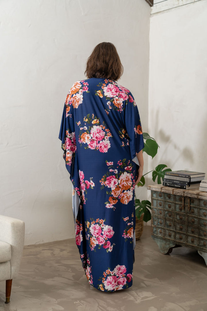 Keira Kaftan Dress - Navy Floral