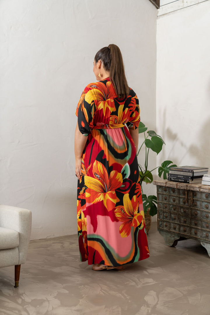 Taylah Maxi Dress - Orange Hibiscus