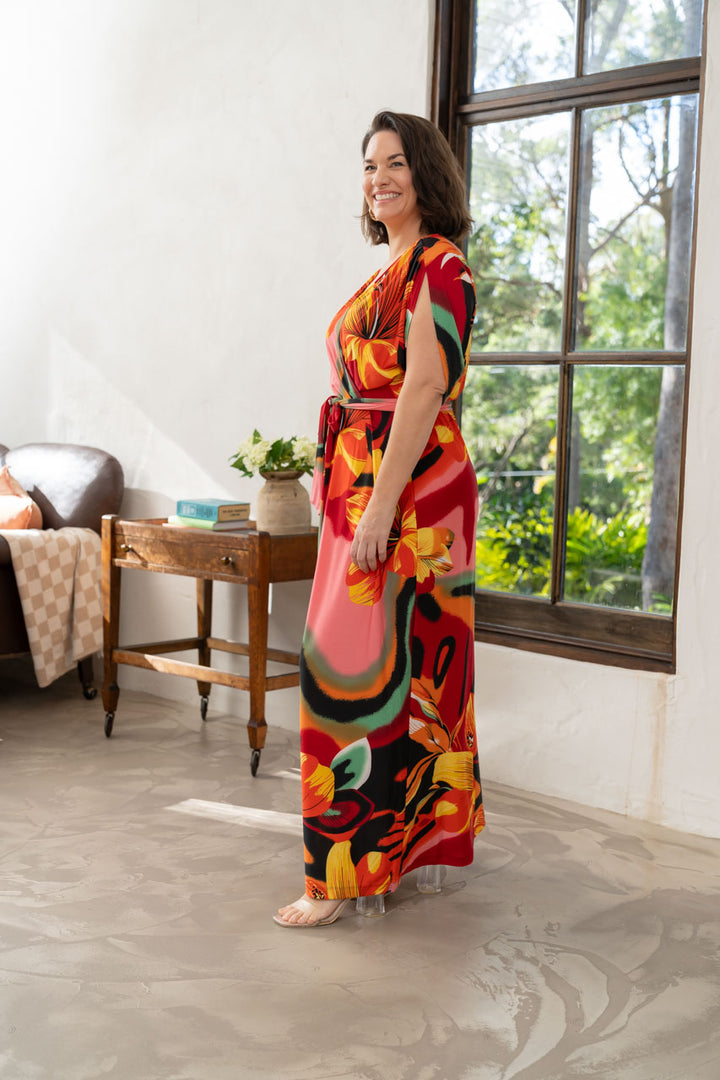 Taylah Maxi Dress - Orange Hibiscus