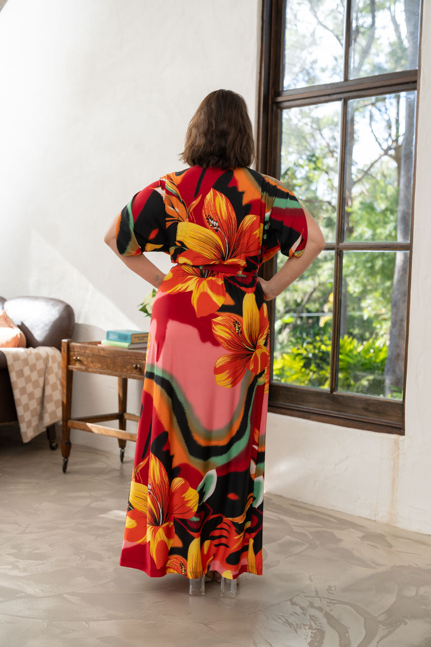 Taylah Maxi Dress - Orange Hibiscus