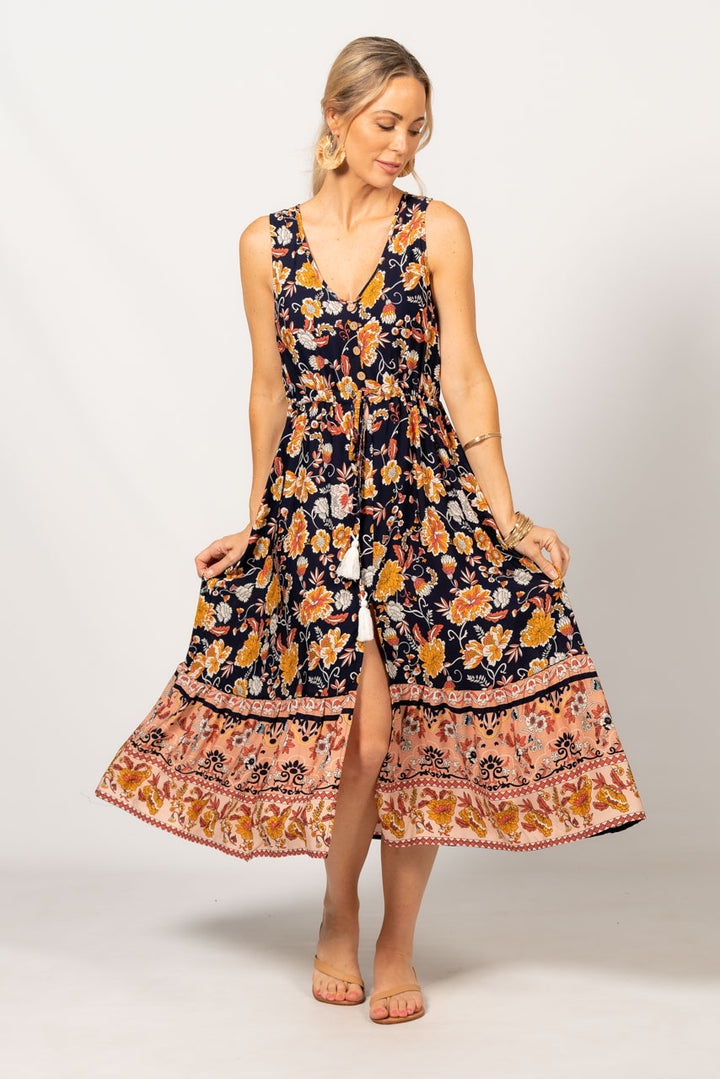 Anouk Midi Dress - Navy Floral