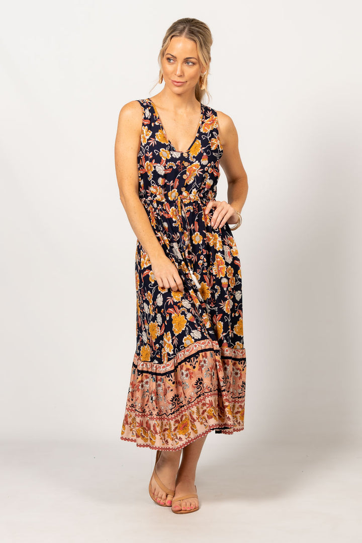 Anouk Midi Dress - Navy Floral