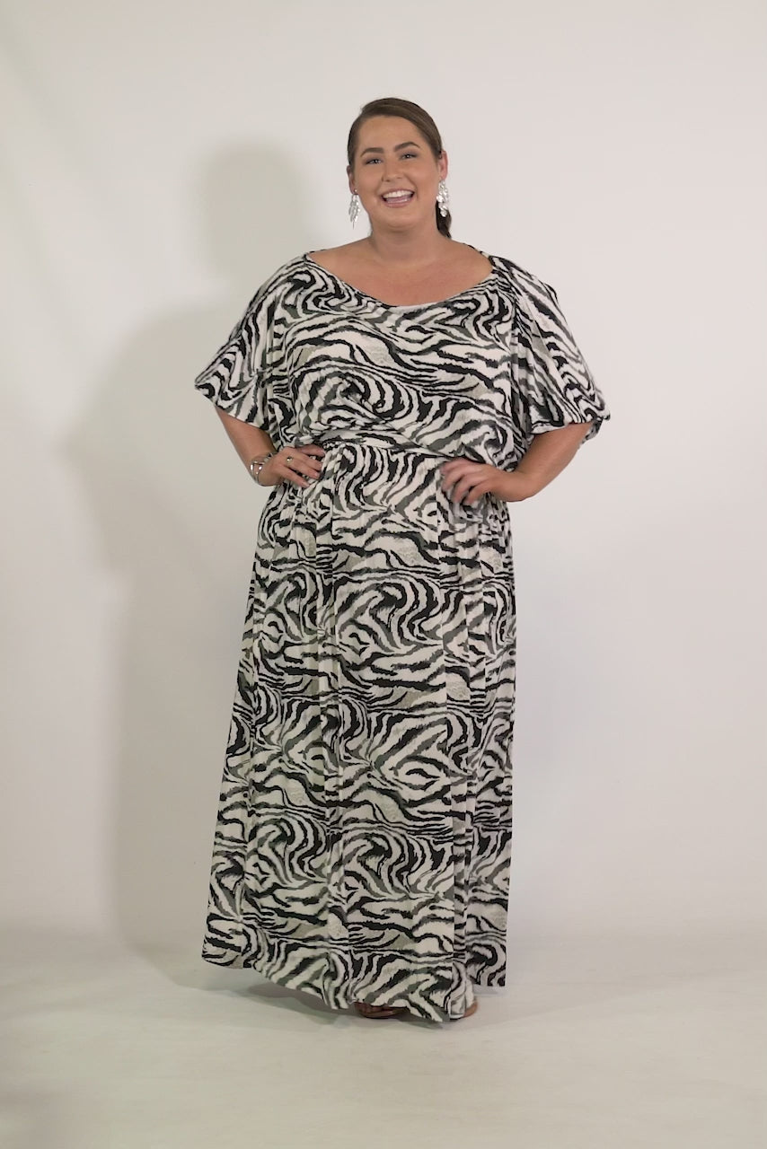 Cora Maxi Dress - Black Zebra