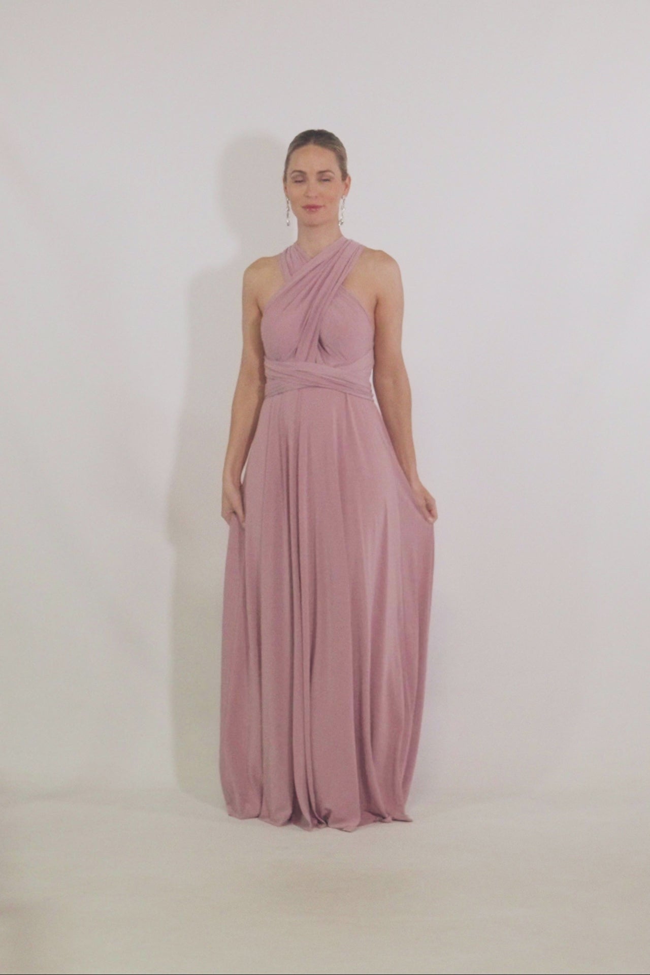 Multi Way Wrap Maxi Dress - Dusty Pink