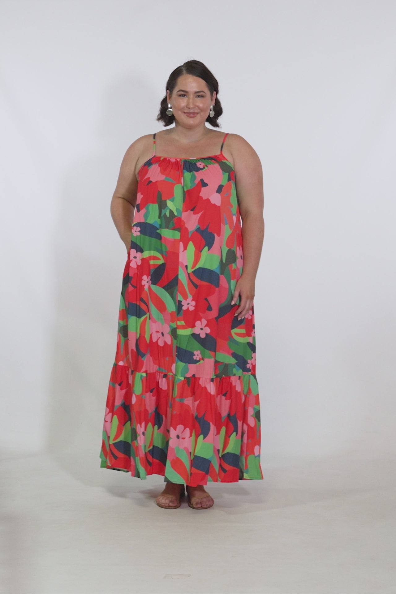 Barbados Maxi Dress - Red Floral