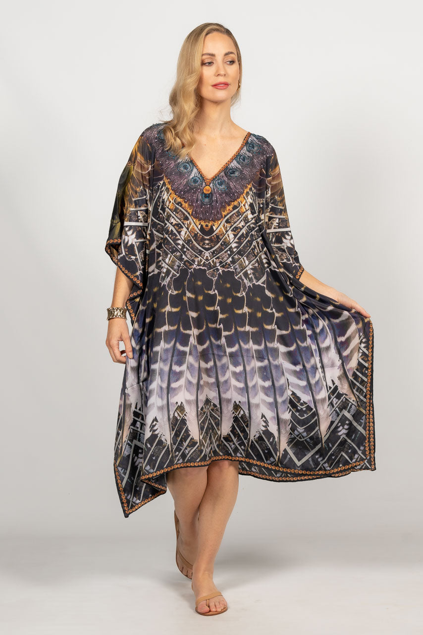 Hazel Embellished Kaftan - Knee Length