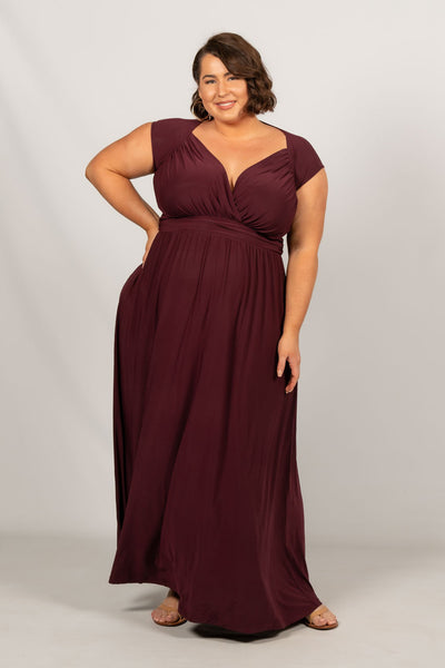 Maroon maxi hotsell dress plus size