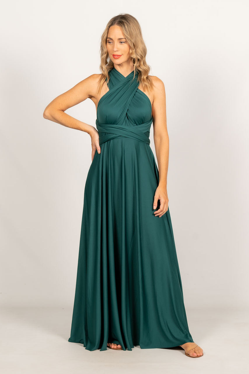 Multi Way Wrap Maxi Dress - Emerald