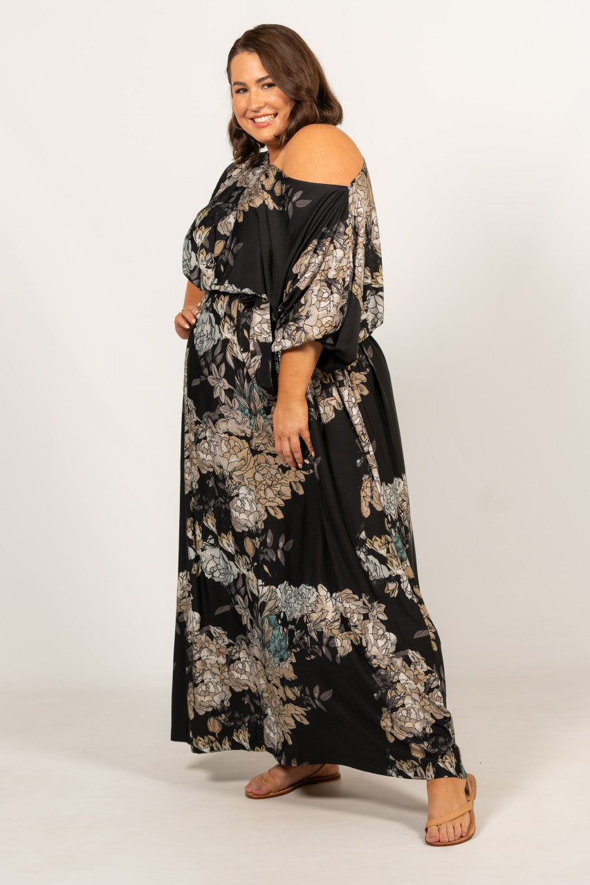 Cora Maxi Dress - Black Floral