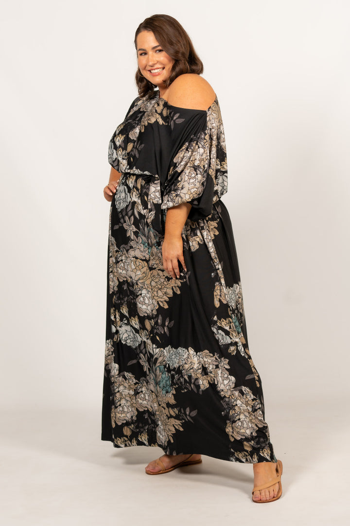 Cora Maxi Dress - Black Floral