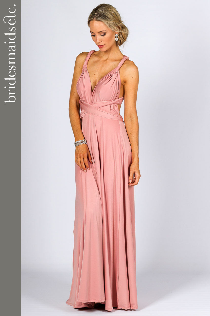 Bridesmaids Etc. Multi Way Wrap Maxi Dress - Dusty Pink - LAST ONE!