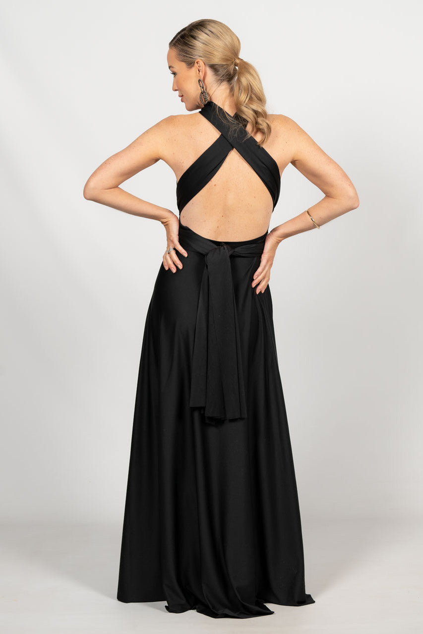 Multi Way Wrap Maxi Dress - Black