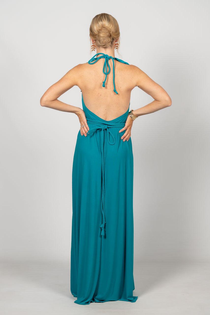 Low Back Ruffle Maxi Dress - Jade