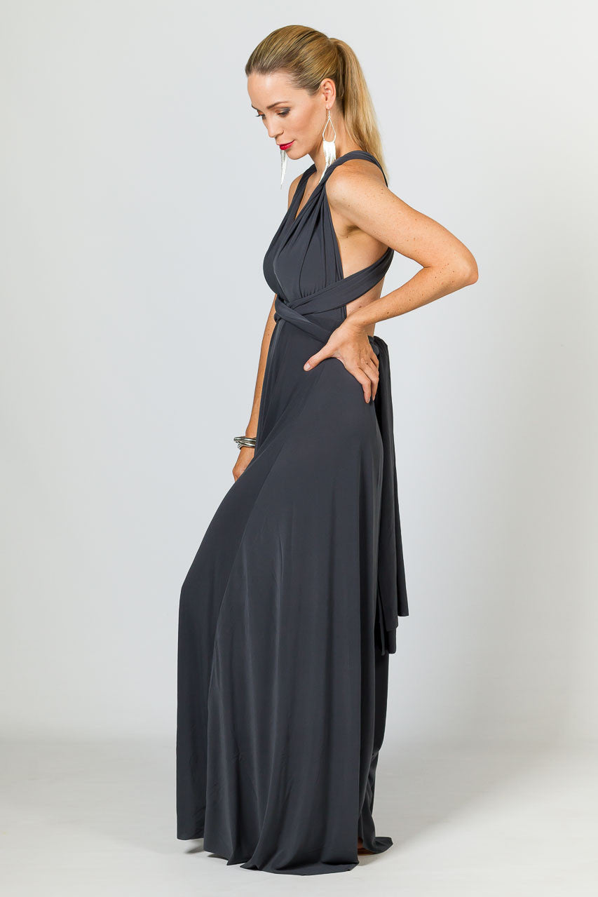 Multi Way Wrap Maxi Dress - Slate