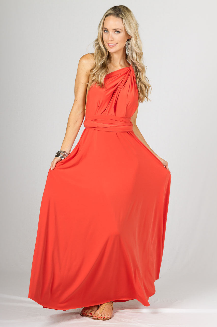 Multi Way Wrap Maxi Dress - Tangerine