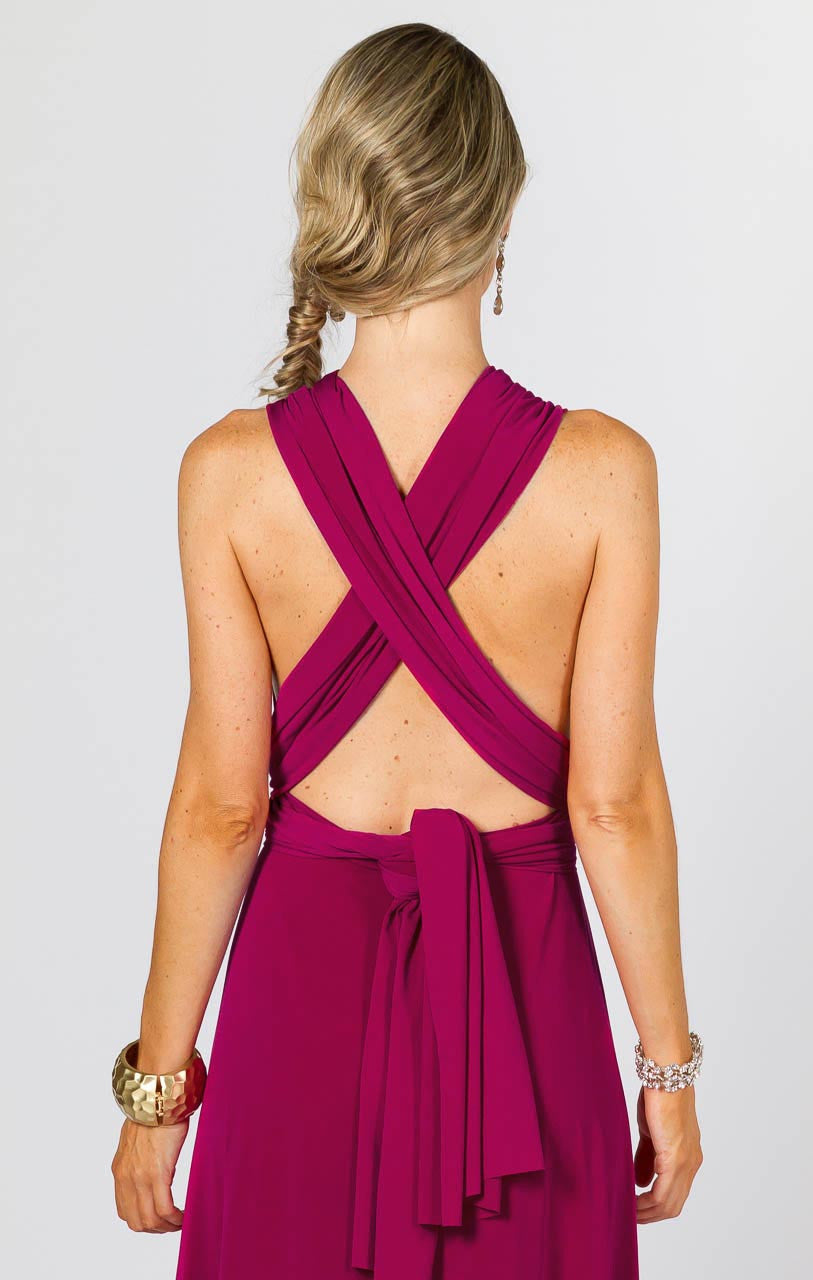 Multi Way Wrap Maxi Dress - Fuchsia